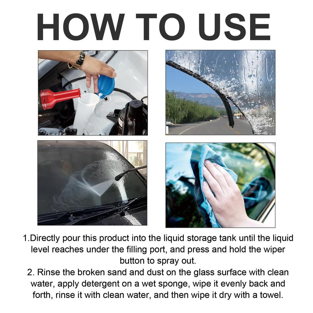 Rayhong Windshield Cleaner 150ml,Powerful Stain Removal & Anti-Rain/Fog Formula, Free Sponge Included for Worry-Free Driving