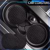 Car Carbon Fiber PU Leather Coasters Cup Slot Protector Pads For Nissan Juke Qashqai J11 Note Pathfinder Patrol Y62 Skyline Alti