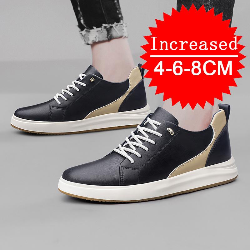 Herrenmode Echtes Leder Höhe erhöhen 4/6/8CM Lässige Sport-Plateauschuhe Weiche Unsichtbare Schuhe zur Höhenvergrößerung 36-43