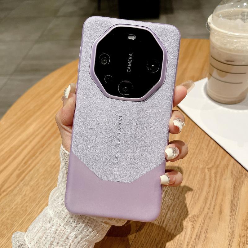 Applicable To Huawei Mate11 Mobile Phone Case Pro + New Ultra-thin Plain Leather Splicing Lens All-inclusive Anti-drop Case Hard