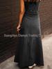 European & American Retro Washed Denim Suspender Swing Dress for Women