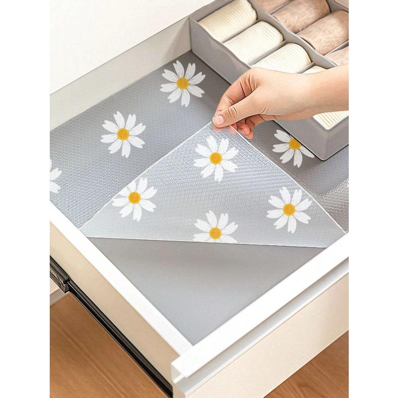 1 Rolle Daisy-Regalunterlage für Küchenschränke, wasserdichte EVA-Kühlschrankunterlage, Schrankmatte, einfache Tischsets, nicht klebende Schubladenunterlage