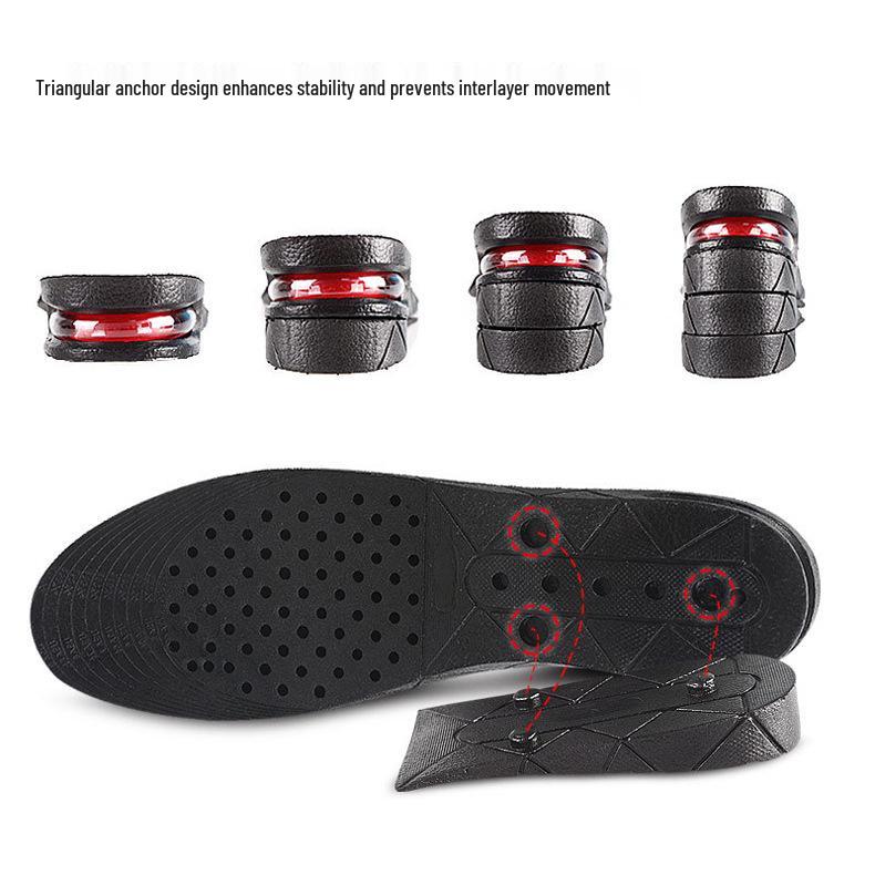 Adjustable Invisible Height Increasing Insole with PU Shock Absorbing Air Cushion for Men and Women, 3-7.5 cm.