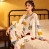WeChat Herbst/Winter Damen Niedlicher Stil Rundhals Pyjama-Set - Langarm und Hose