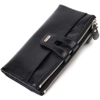 Classic Women's Wallet with Convenient Functionality Made of Genuine Leather CANPELLINI 21717 Black