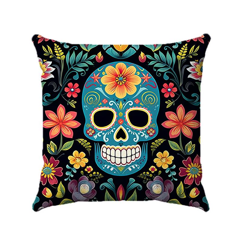 Creative colorful skull-shaped letters Digital printing short plush pillow covers for car sofa office cushion cover home goods