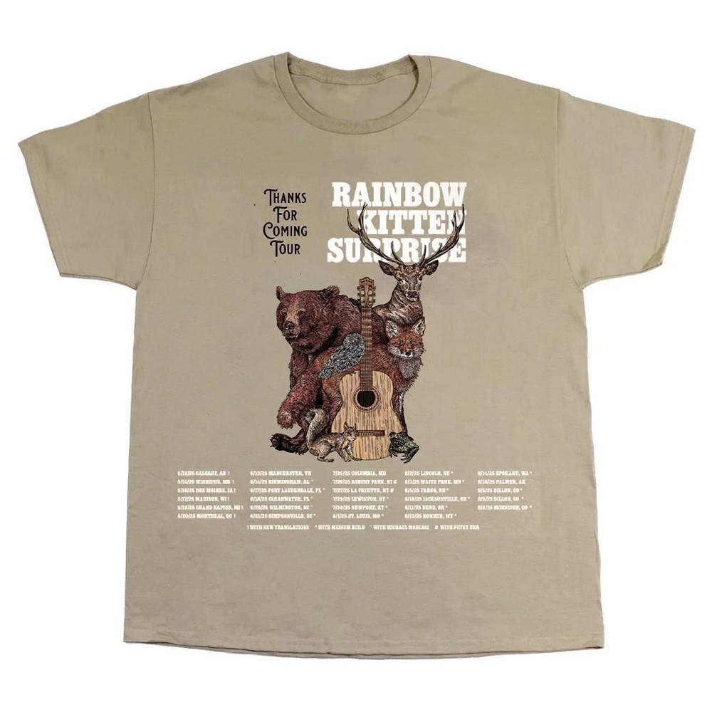 Vintage Rainbow Kitten Surprise Tour 2025 kortemouw zandkleurig shirt KV38530 Unisex T-shirt
