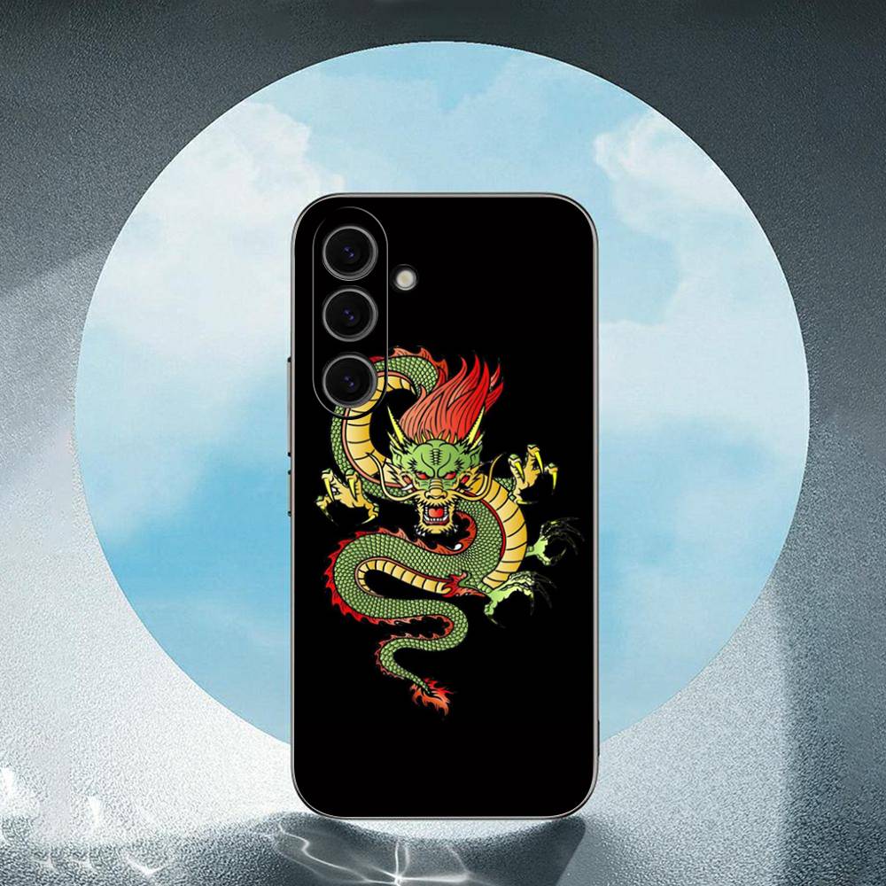 Fashion Animal Red Dragon Luxury Black Phone Case For Samsung Galaxy S23 S24 S25 Ultra S22 Plus S21