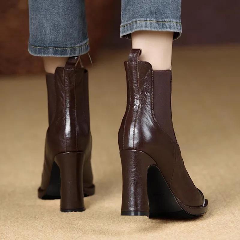 Fashion Women's Boots 2024 New Metal Pointed Toe Ankle Boots for Women Fashion Patent Leather Luxury Ladies Shoes Botas Mujer High Heels
