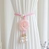 2Pcs Bohemian Modern Floral Curtain Tiebacks Pearl Minimalist Curtain Ties Adjustable 3D Flower Curtain Holdbacks Window Decor