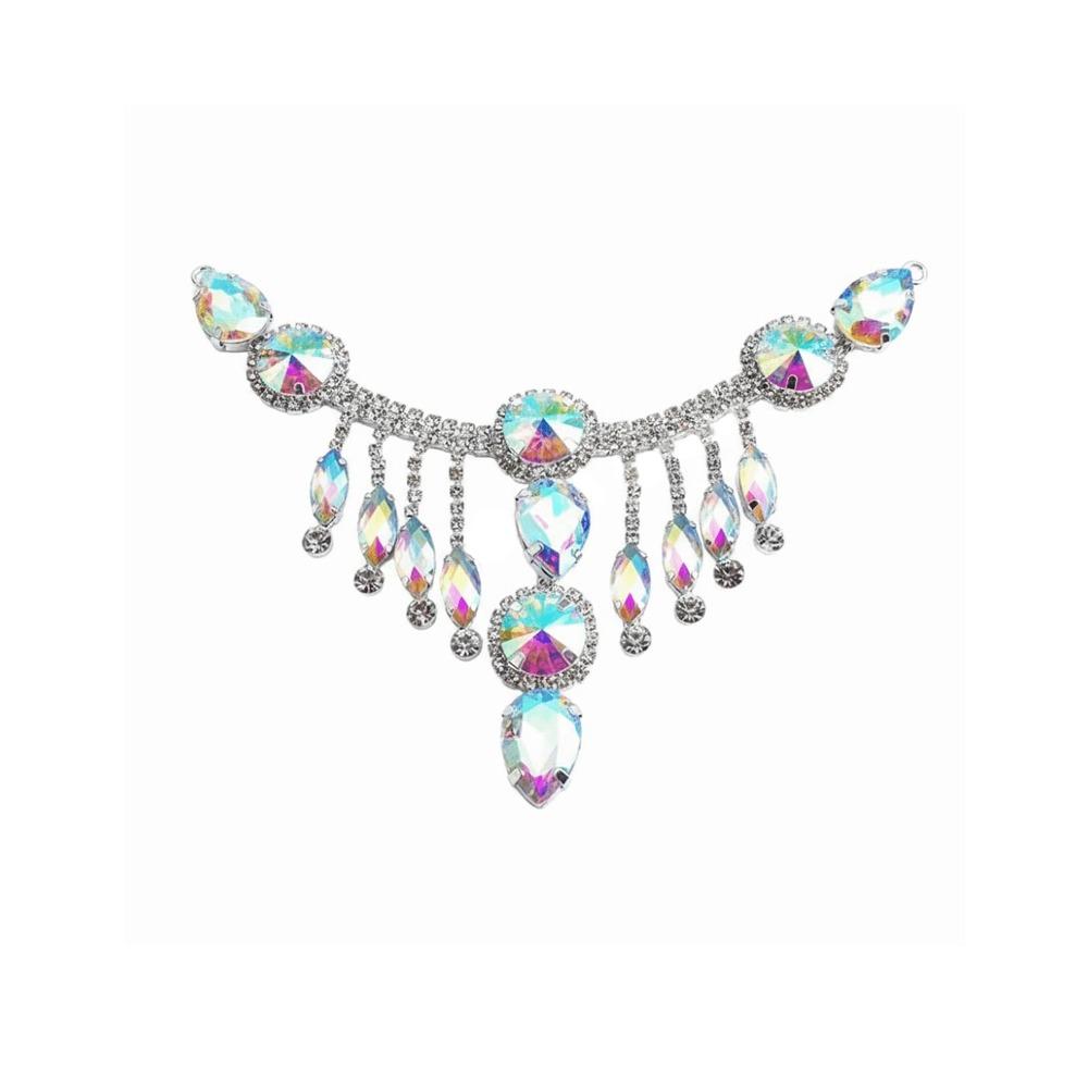 Colored Glass Crystal Patch Red AB Gold Flowers Rhinestone Chain Trim DIY Welding Handmade Glass Rhinestone Applique