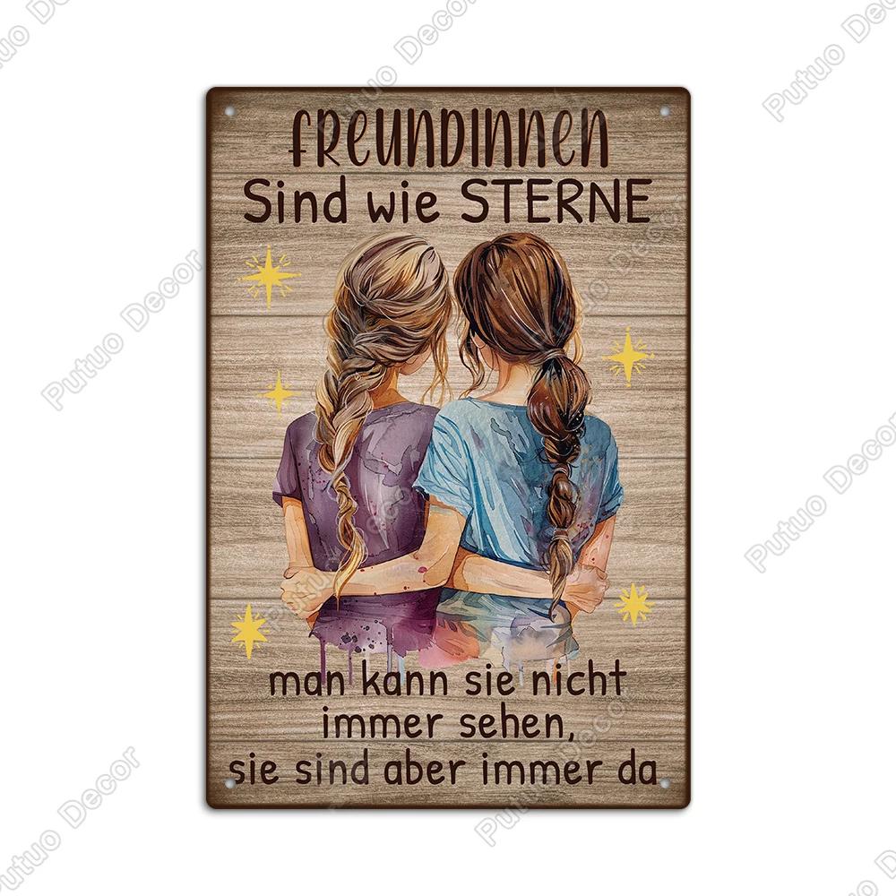 Putuo Decor German Vintage Metal Tin Sign xin Rustic Wall Art for Farmhouse Office Coffee Shop Unique Gift Idea for Friends