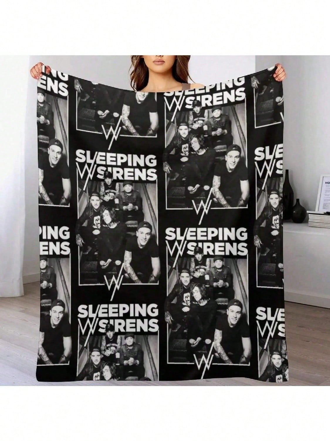 Sleeping With Sirens - Band T-Shirt Throw Blanket Plush Picnic Sleeping Bag Bed Blankets S разноцветный