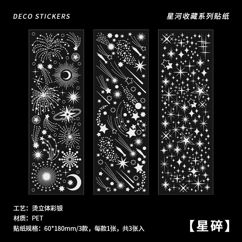 3-Piece Gold & Silver Foil PET Long Strip Stickers, Exquisite Floral Patterns with Metallic Luster, Waterproof