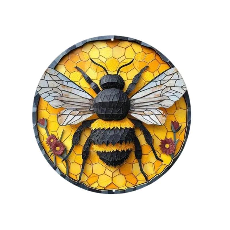 Vintage Botanical Dragonfly Bee Themed Metal Tin Sign HighDefinition Metal Tin Sign D Flat Products Design with Enhanced D