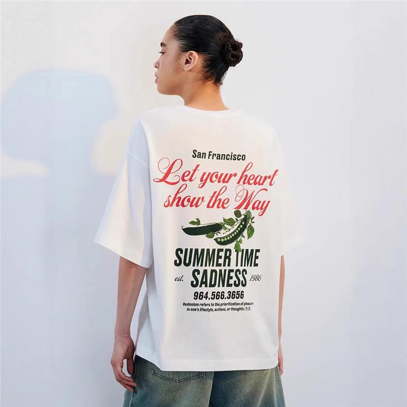 

Trendy Chic Mid-Length 100% Cotton Summer Tee – Fun Commuter Style L