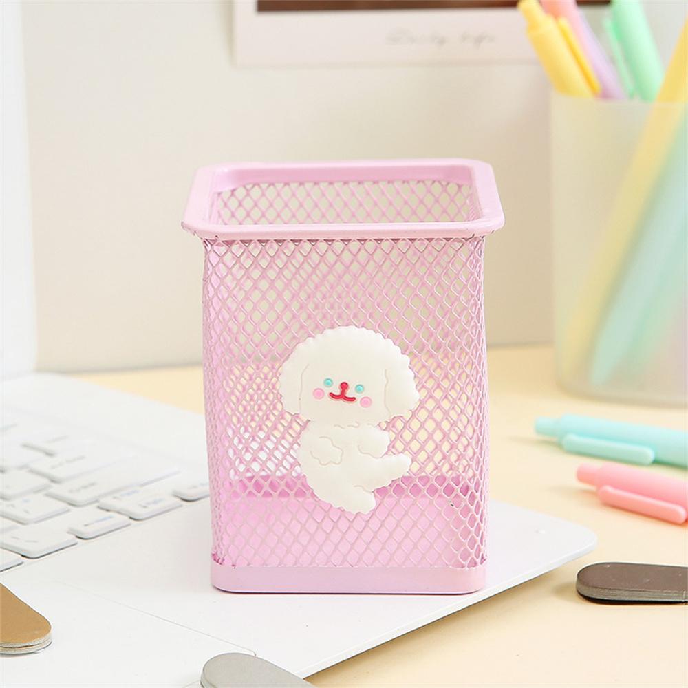 1 stücke Kawaii Rosa Dinosaurier Eisen Stift Halter Cartoon Nette Student Büro Organizer Bleistift Container Lagerung Box Desktop Dekoration