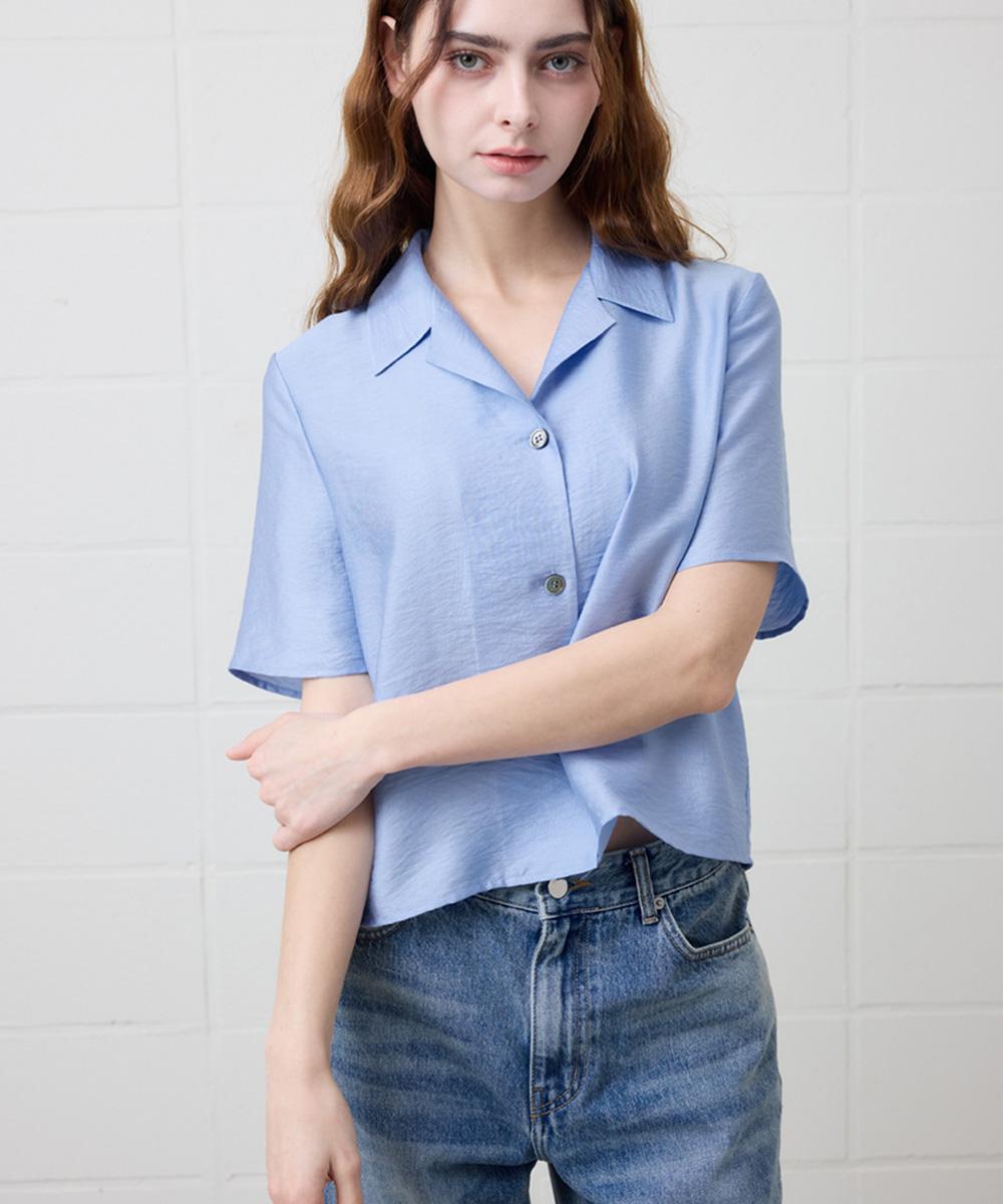 Yujiot Sky Blue Crop Shirt M