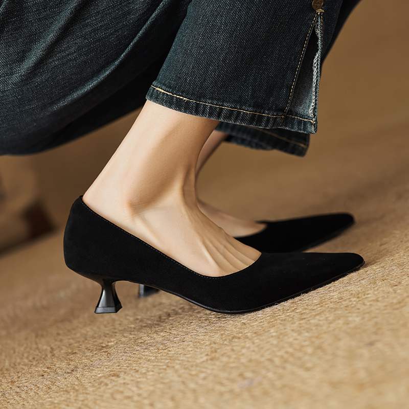Krazing Pot Semišová Módní Léto Jaro Podzim Léto Nazouvací Párty Dámské Špičaté Stiletto Střední Podpatky Lodičky