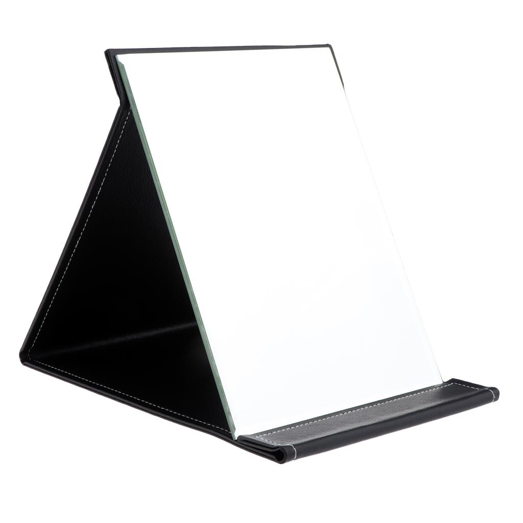 

Women Girls Makeup Vanity Folding Stand Mirror PU Leather Travel Cosmetic Compact Mirror, Large чорний