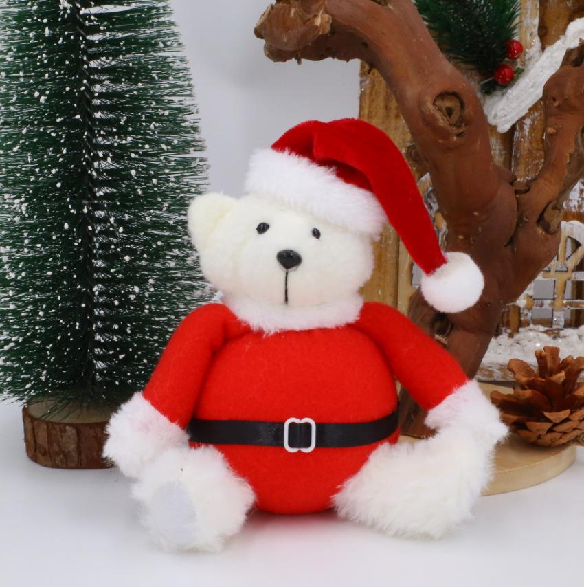 Adorable Christmas Teddy Bear with Hat Plush Ornament - Red Christmas Gift for Kids