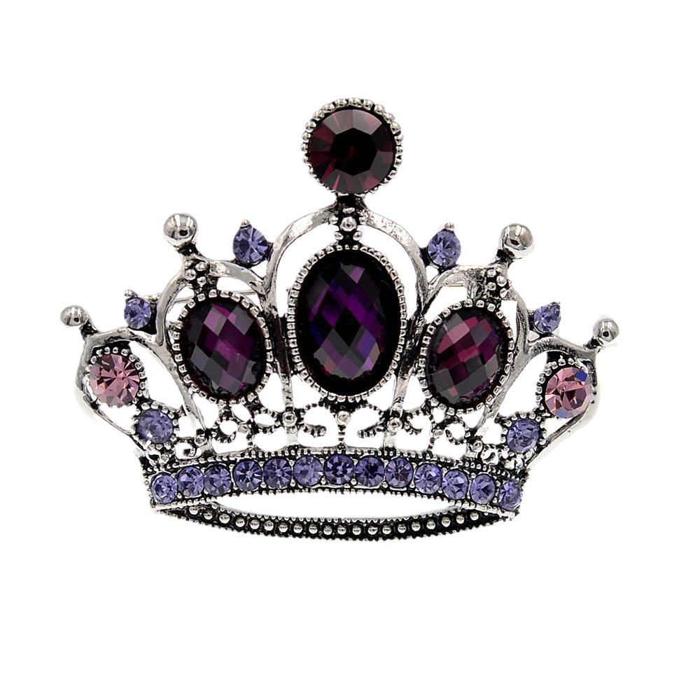 

Элегантная фиолетовая ретро-брошь-корона для женщин One Size