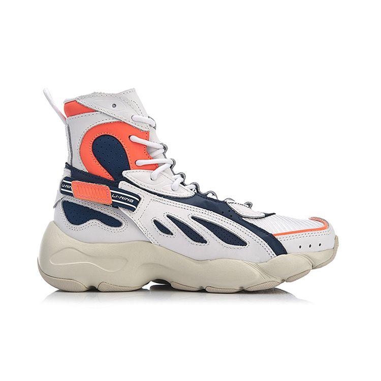 Li Ning X-Girl X  Butterfly Non-Slip High-Top Dad Shoes Women Sneakers Blue White AGLN288-1