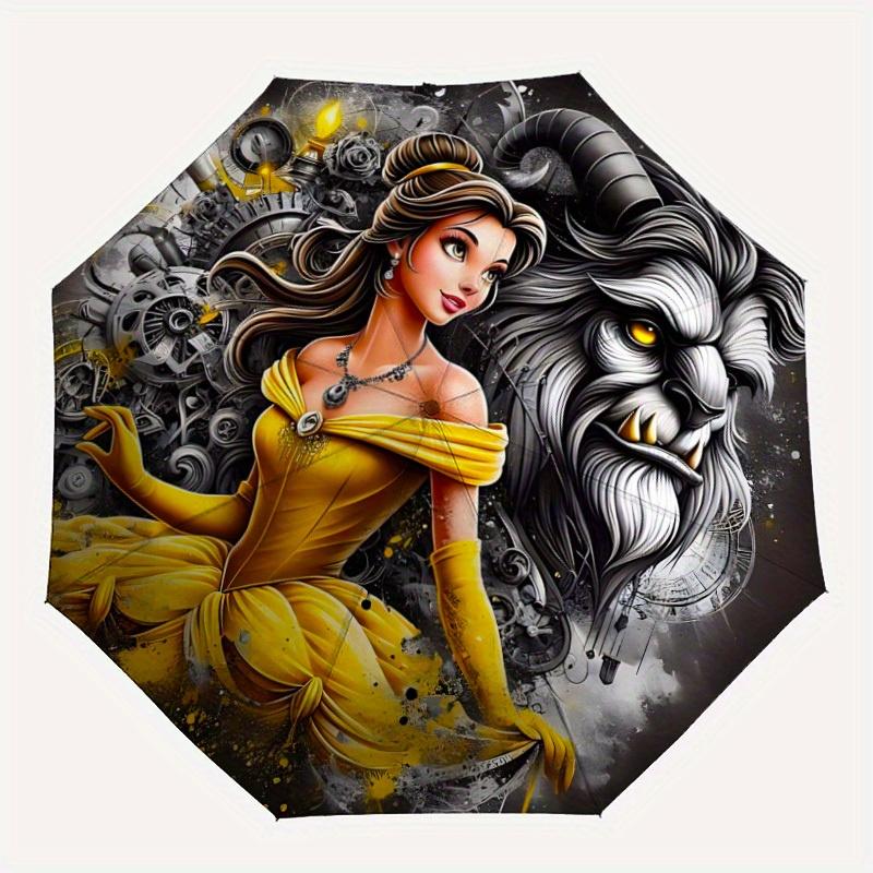 

1pc Beauty and the Beast Automatic Open/close, All-Season Portable Folding Umbrella, Perfect Gift for Friends , Sturdy Ribs yy250808001