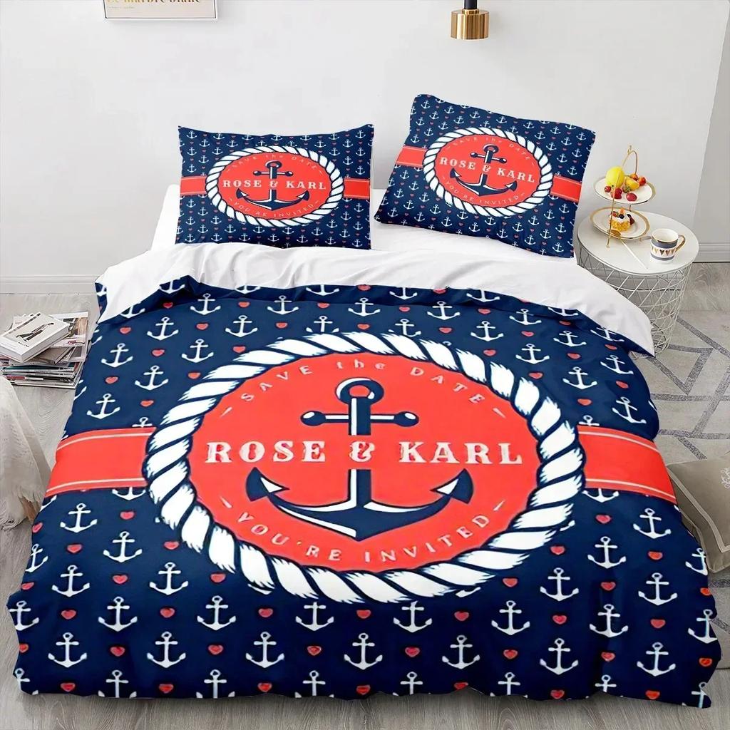 Luxury New 3D Print New Nautical Ocean Anchor Bedding Sets Ocean Spirit Duvet Cover King Queen Single Bed Linen  Teens Boys Gift