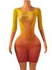 Fhseer Women'S Sexy Lingerie Gradient Color See Through Mesh Dress Half Sleeve Cutout Bodycon Mini Dress Night Club Party Wear