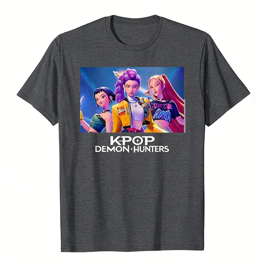 Camiseta Gráfica de Cazadores de Demonios Kpop Anime para Mujer Hombre Manga Corta 2026 Verano Streetwear Estampado de Grupo de Chicas Coreanas Tops de Moda