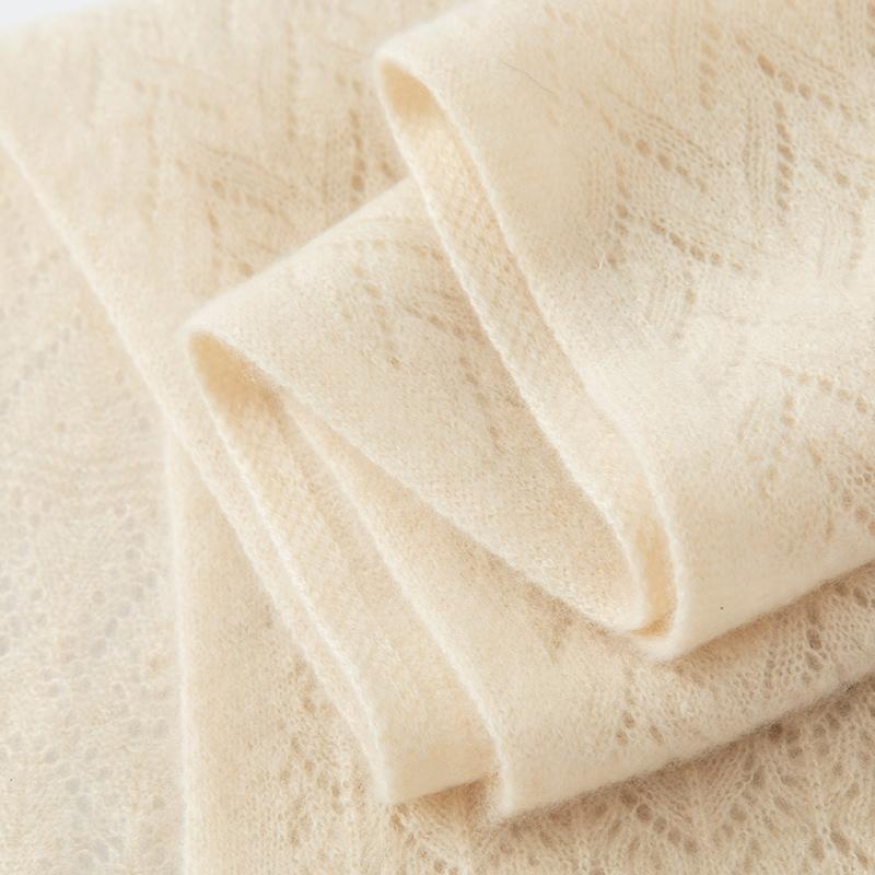 Women 100% Pure Cashmere Knit Scarf Patterned Winter Warm Soft Cozy Fashion Casual Neck Warmer Cold Weather Accessory