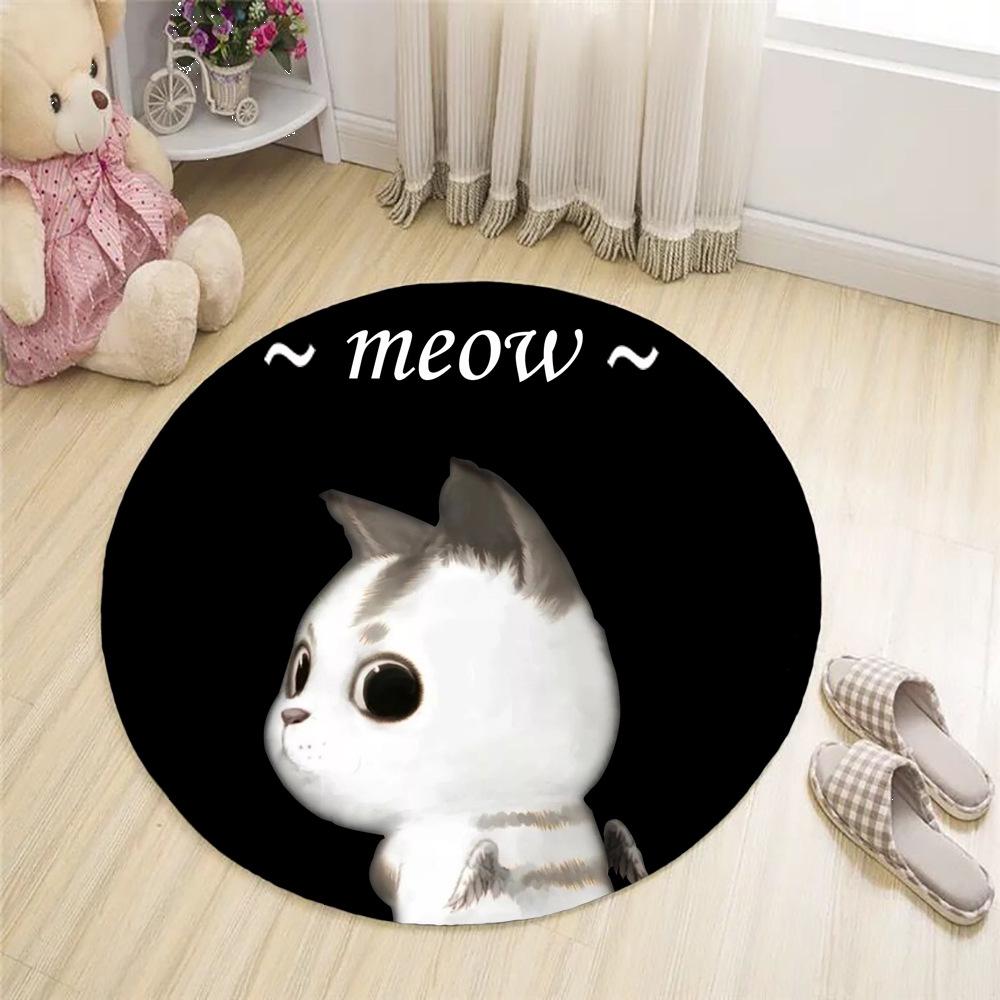 Cartoon Animal Head Floor Mat Round Pet Cute Rug Bedroom Living Room Korean Style Chair Rug Kids Carpets