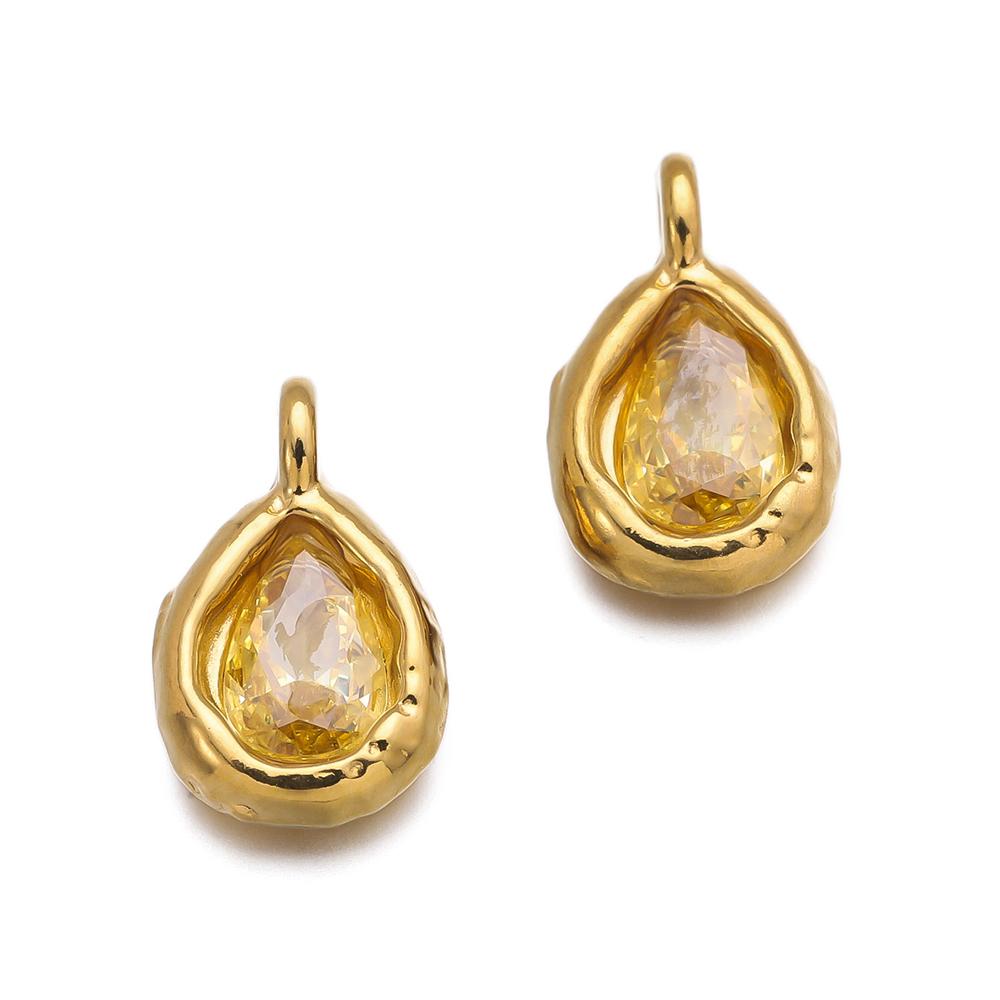 

2pcs 7x12mm Stainless Steel Teardrop Charms Inlaid with Crystals Gold-plated DIY Bracelet Earrings Jewelry Making Accessories жовтий