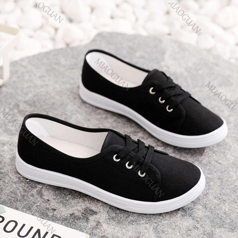 Fashion 2025 New Comfortable Street Lace Up Shoes Fashionable Versatile Women Flats Lady Classic Round Toe White Canvas Shoes for Women