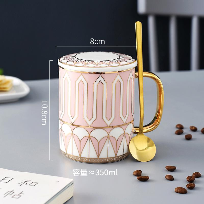 British Style Mug Couple Pair Cup Ceramic Water Cup Office Mug Coffee Cup High-End Covered Souvenir