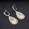 Italian Craft Jewelry Original Designer Earrings Natural Style Design 925 Silver Natural Olive Gemstone Earrings Earrings