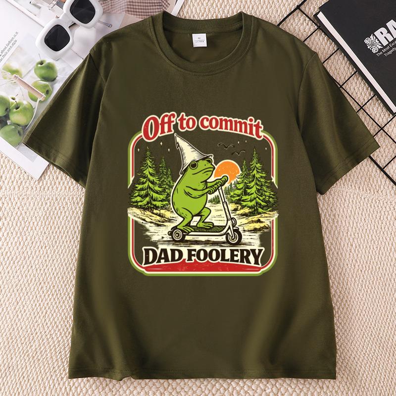 Dad Frog Off To Commit Tshirt Funny Frog Scooter T Shirt Pregnancy AnnounceUnisext Tee Oneck Short Sleeve Printed Clothes