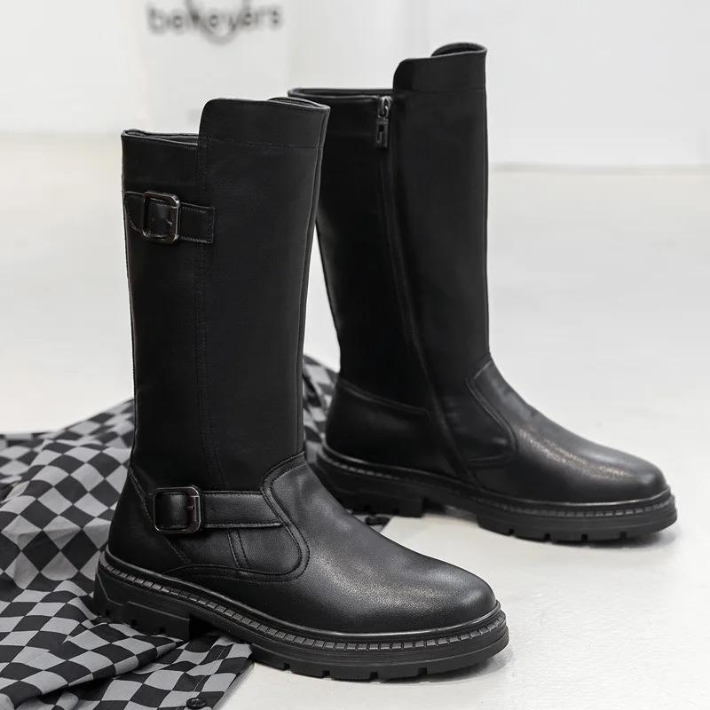 Luxury Men's Leather Boots Fashion Casual Mid-calf Boots High Quality Cowhide Leather High-Top Boot Classic Western Cowboy Boots