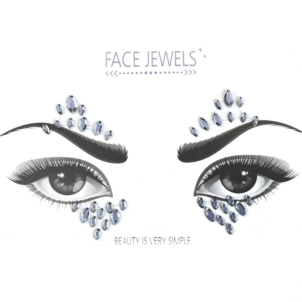 Fashion Colorful 3D Crystal Temporary Tattoo Face Gems Jewels Rhinestone Glitter Adhesive Stickers Festival Body Facial Decor