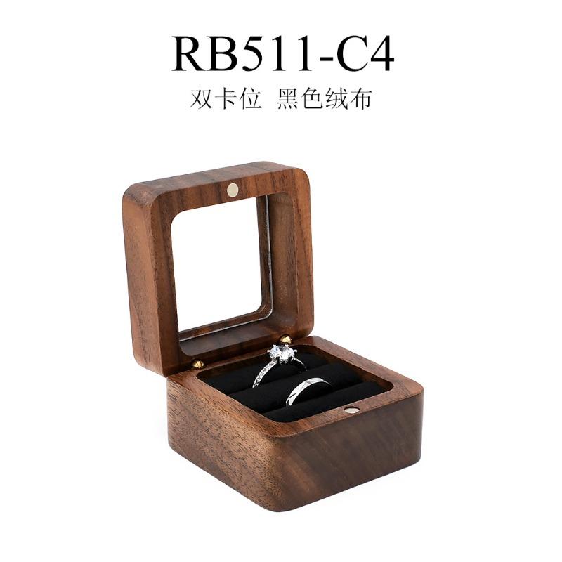 Walnut wood jewelry box - wedding ring box for engagement, diamond ring, valentine's day gift, and storage