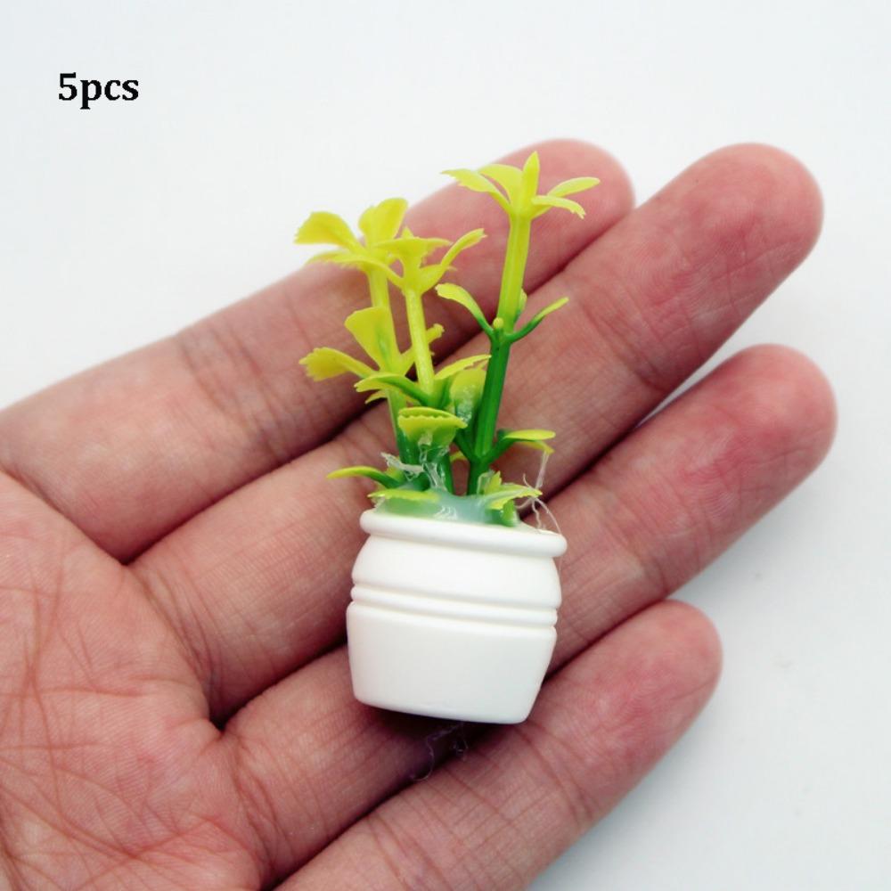 5pcs Plastic 1:12 Dollhouse Miniature Plant Green Luo Plant  Outdoor Doll House Model Accessories