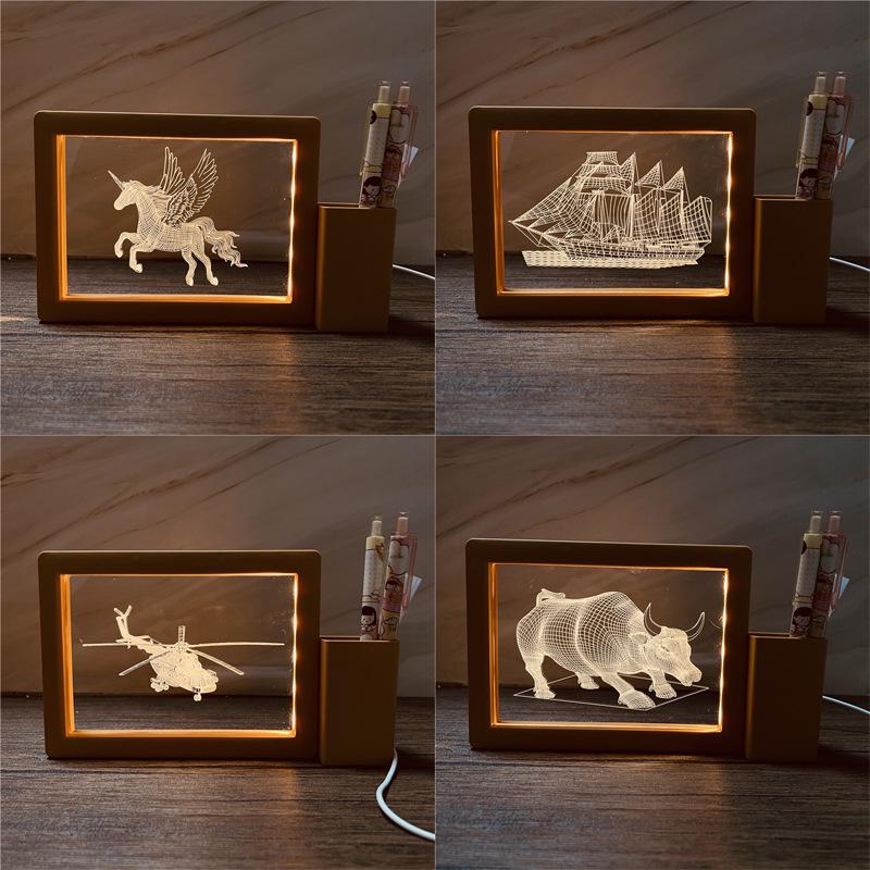 3D Photo Frame Pen Holder Night Light – Creative Graduation or Birthday Gift for Teachers and Classmates