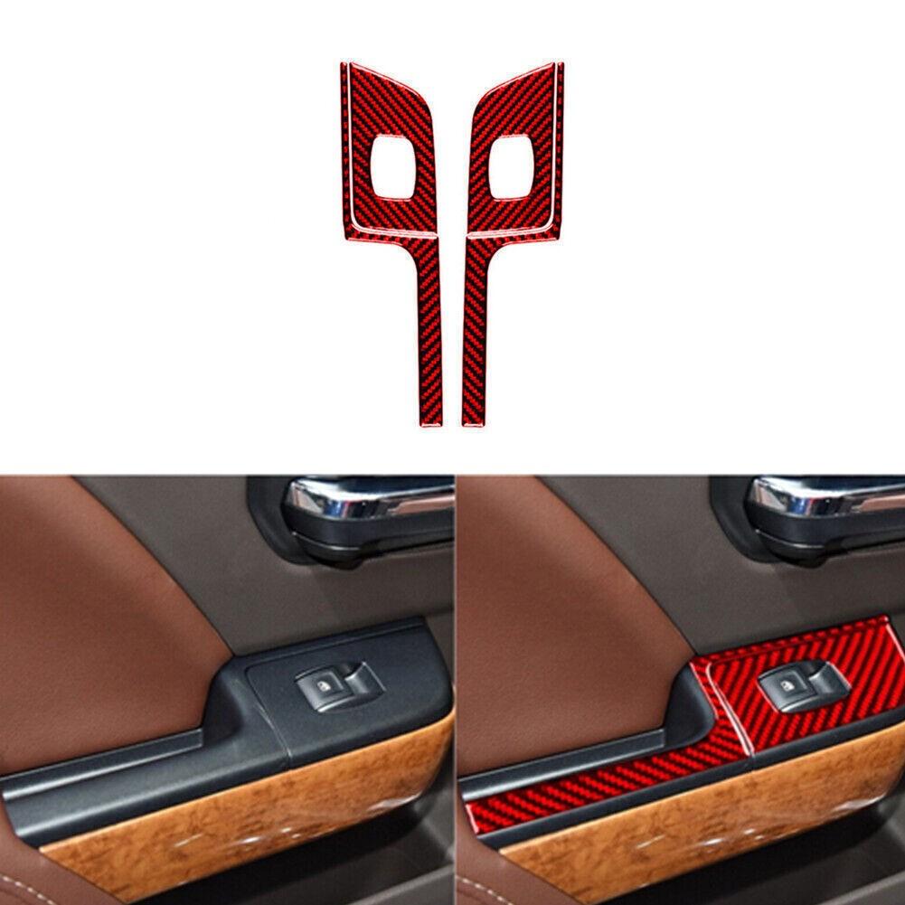 Red Carbon Fiber Rear Door Window Control For Silverado GMC SIERRA 2014-2018 -A