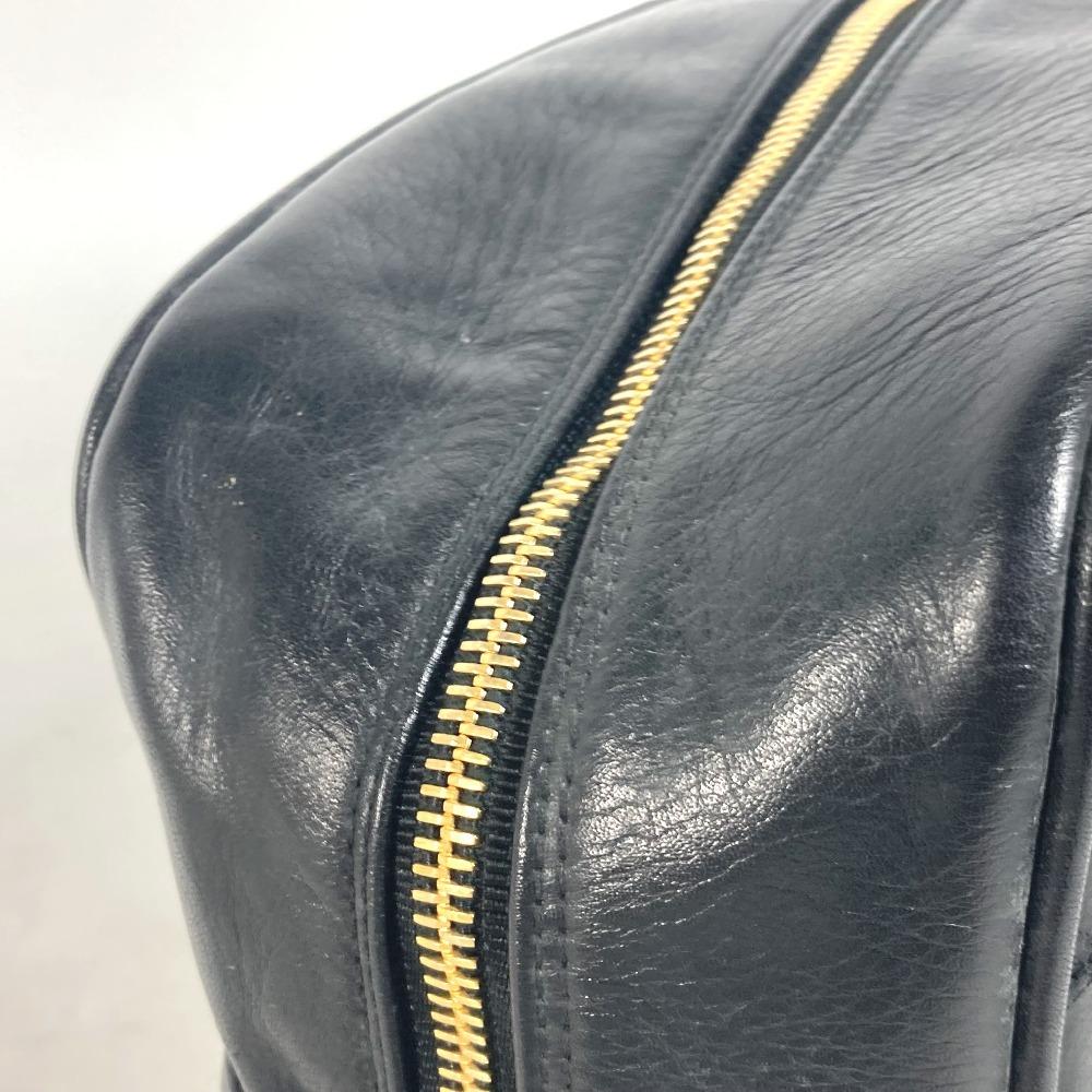 CHANEL vintage Bicolole Clutch Bag Makeup Pouch Cosmetics Pouch Leather Black