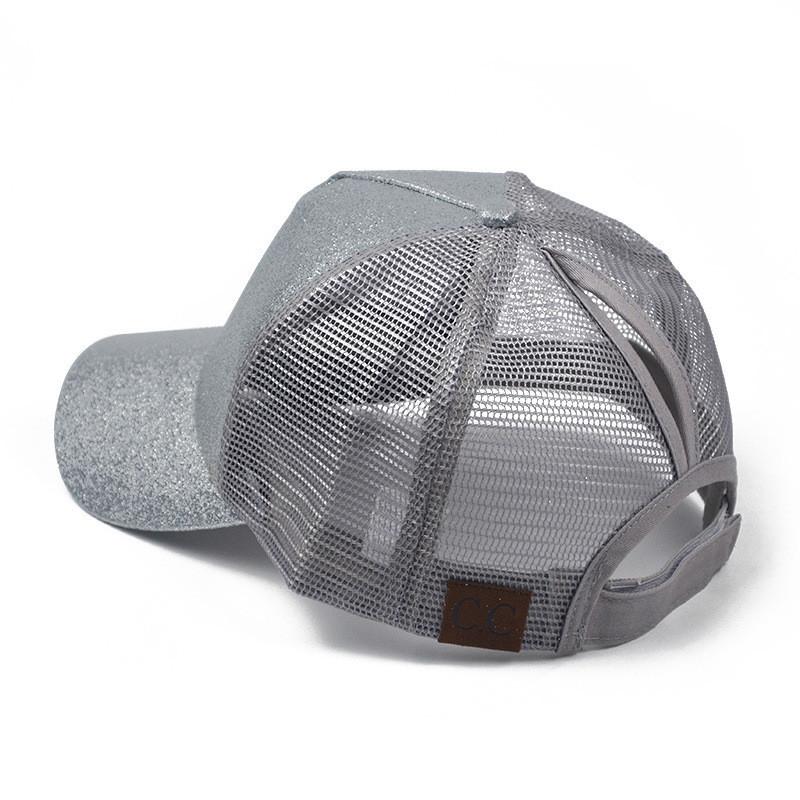 2019 Трансграничная Внешняя Торговля Блестящая Бейсболка с Хвостом Сетка Блестящая Кепка Утиный Язычок серебряный