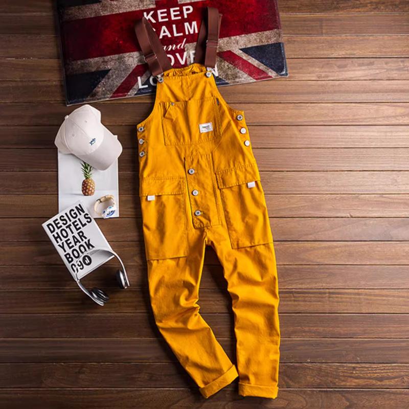 Retro Casual Jumpsuit for menn Løs overall med flere lommer. Kjeledress for menn