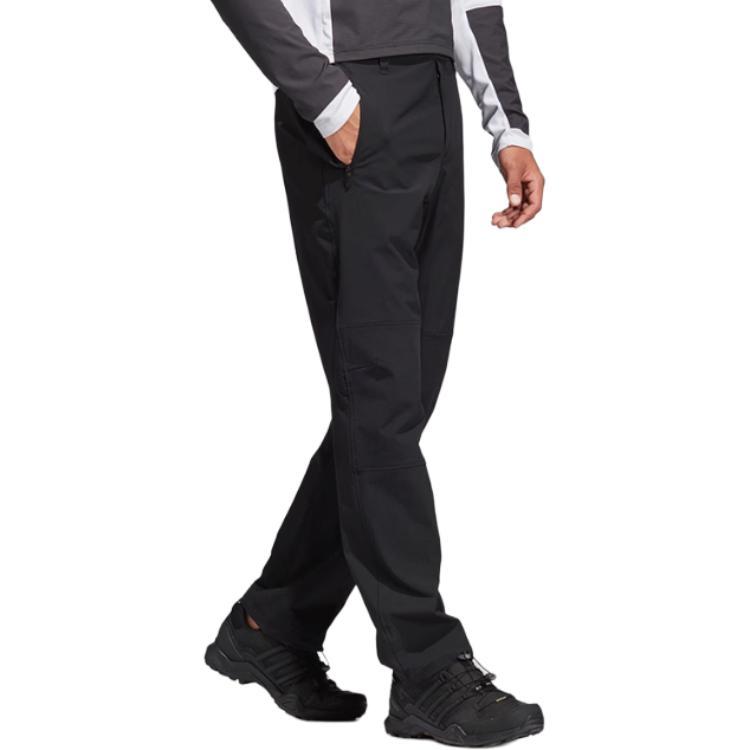 Adidas Outdoor Series Breathable Solid Color Mid-Rise Knitted Sports Pants Men Bottoms Black CF4698