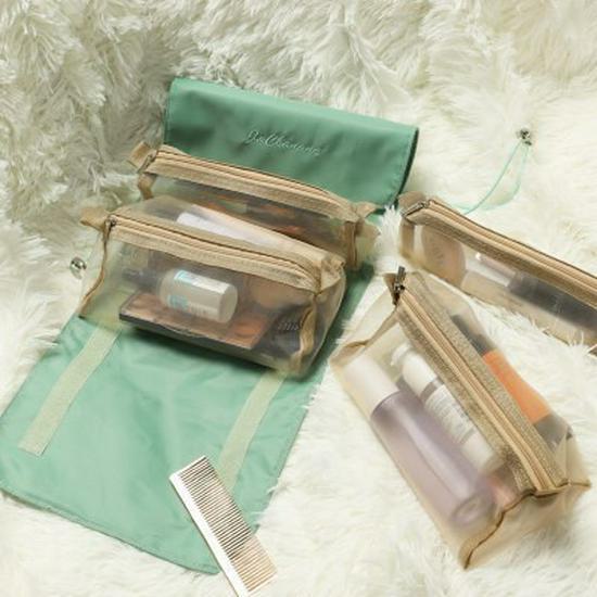 Portable Waterproof Hanging Cosmetic Bag - Large Capacity 4-in-1 Travel Toiletry Organizer