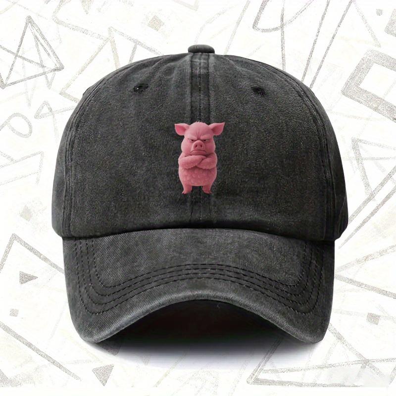 A Vintage Washed Hat Featuring an Angry Pig Design Suitable for Both Men And Women This Solid Baseball Cap Is Perfect for Al